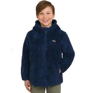 Eddie‎ Bauer Youth Kid's High Pile Plush Hooded Full Zip Jacket Medium, Blue B94